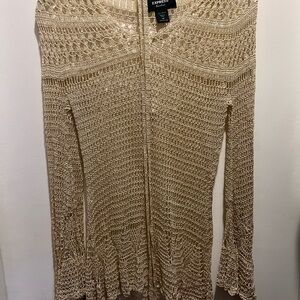 Express Cream Handknit Crochet Sweater